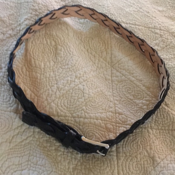 Calvin Klein Woven Black Leather Belt Small 2 4 6 - Picture 2 of 9